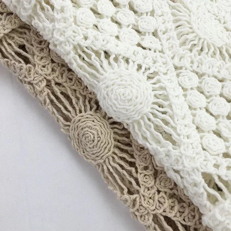 Pydshop Crochet Hollow Out Geometric Pattern Knitted Top