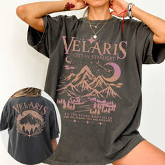 Pydshop ACOTAR Velaris Shirt Sarah J Maas Book Boyfriend Book Lover Gift100% Cotton Loose Retro Shirt Unisex Tee Fantasy Apparel Y2K Top