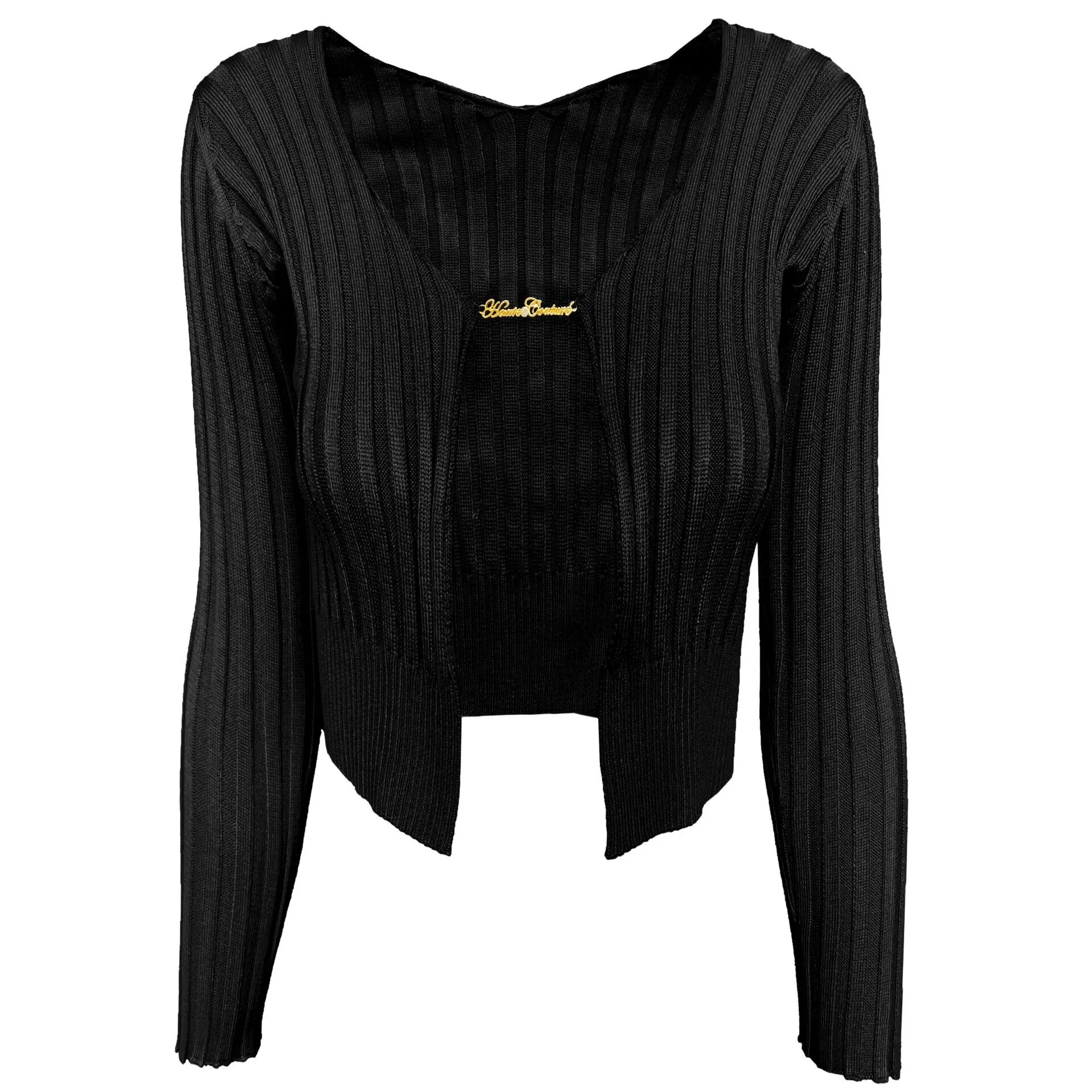 Pydshop Knitted Long Sleeve Ribbed Mini Top and Full Sweater