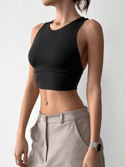 Pydshop Black Backless Fitness Sporty Sleeveless Top