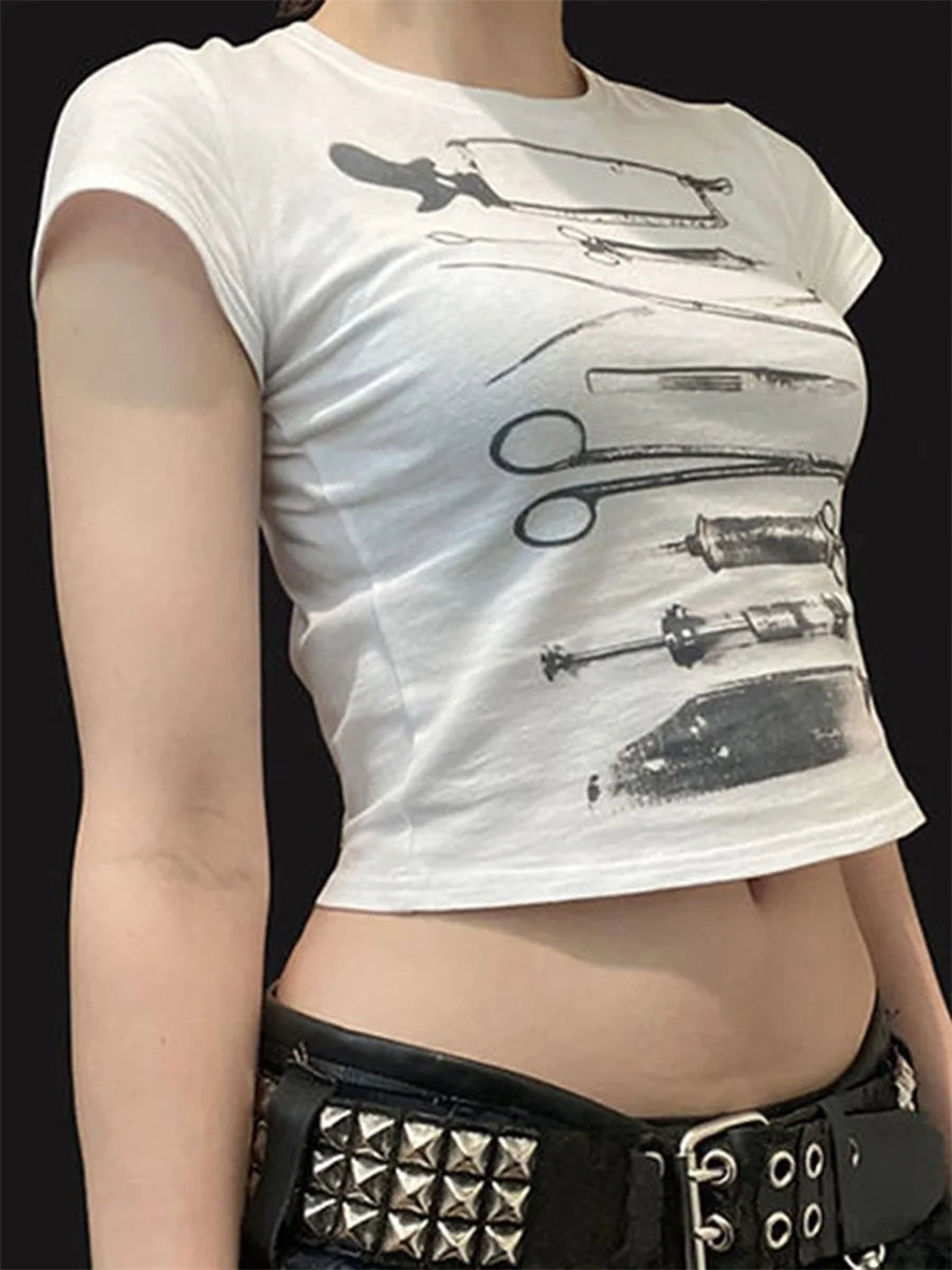 Pydshop Graphic Baby Tees for Women Personalized Y2k Cute Cropped Top Teen Girl Fitted T-Shirt Vintage Retro Grunge Clothes Streetwear