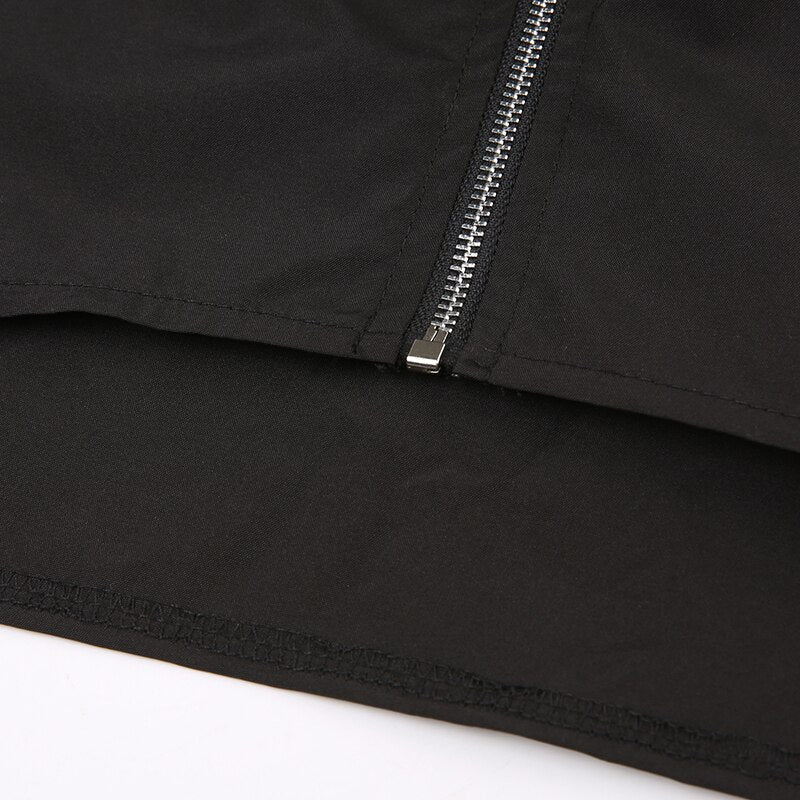 Pydshop Black Buckle Turtleneck Pullover Smock Zipper Top