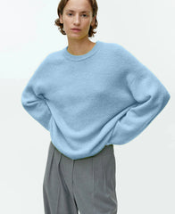 Pydshop Basic O Neck Lantern Sleeve Sweater Women 2024 Oversized Pink Blue Knitted Pullovers Female Casual Thick Warm Tops