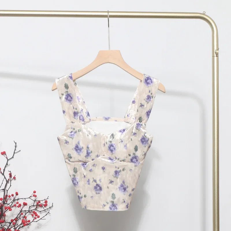 Pydshop Women's Sexy Vintage French Style Slim Fit Camisole Top Short Bandeau Tube Top With Padded Breasts Y2K Casual Party Streetwear