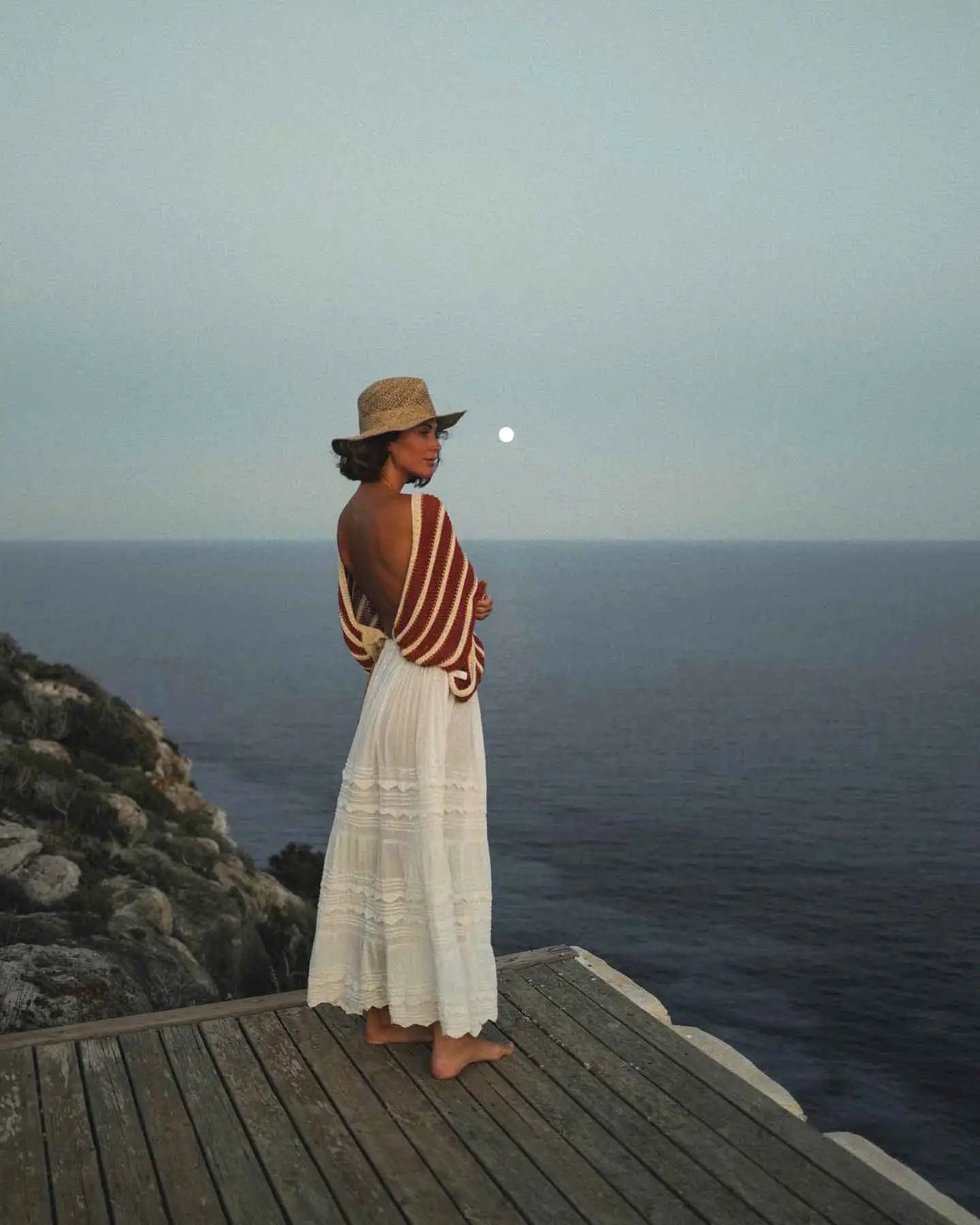 Pydshop Backless Bat Sleeve Knitted Beach Cover-Up Top