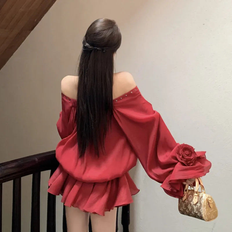 Pydshop High Quality French Fashion Luxury Lady Shirts & Blouses Women Fried Street Loose Blusas Ruffled Edge Patchwork Flower Tops
