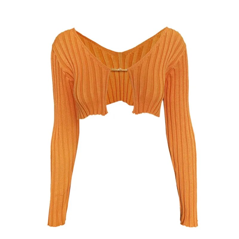 Pydshop Knitted Long Sleeve Ribbed Mini Top and Full Sweater