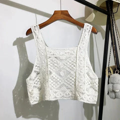Pydshop Crochet Hollow Out Geometric Pattern Knitted Top