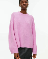 Pydshop Basic O Neck Lantern Sleeve Sweater Women 2024 Oversized Pink Blue Knitted Pullovers Female Casual Thick Warm Tops