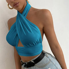 Pydshop y2k Halter Top Women Summer Clothes Solid Color Sleeveless Backless Vest T Shirt 2000s Aesthetic Clothing Streetwear