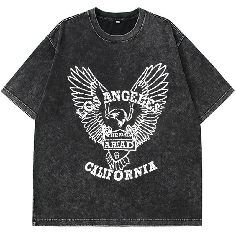 Pydshop Acid Washed Vintage T Shirt Streetwear Hip Hop Punk Harajuku Print T Shirt Women Casual Cotton Short Sleeve Tops Y2k