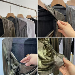 Pydshop Women's Sexy Twist V-neck Pleated Slim Fit Long Sleeve Bottoming Shirt Casual PartyClub Streetwear Y2K Top Essential Outfits8989