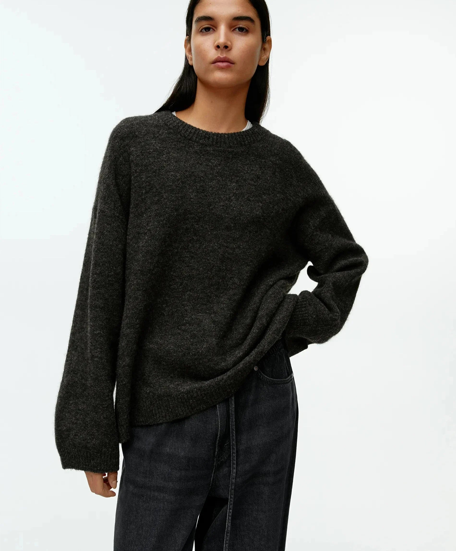 Pydshop Basic O Neck Lantern Sleeve Sweater Women 2024 Oversized Pink Blue Knitted Pullovers Female Casual Thick Warm Tops