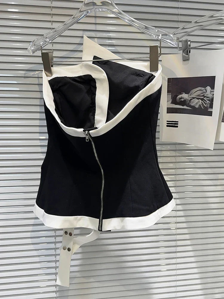 Pydshop Black Tube Top with Contrast Bow
