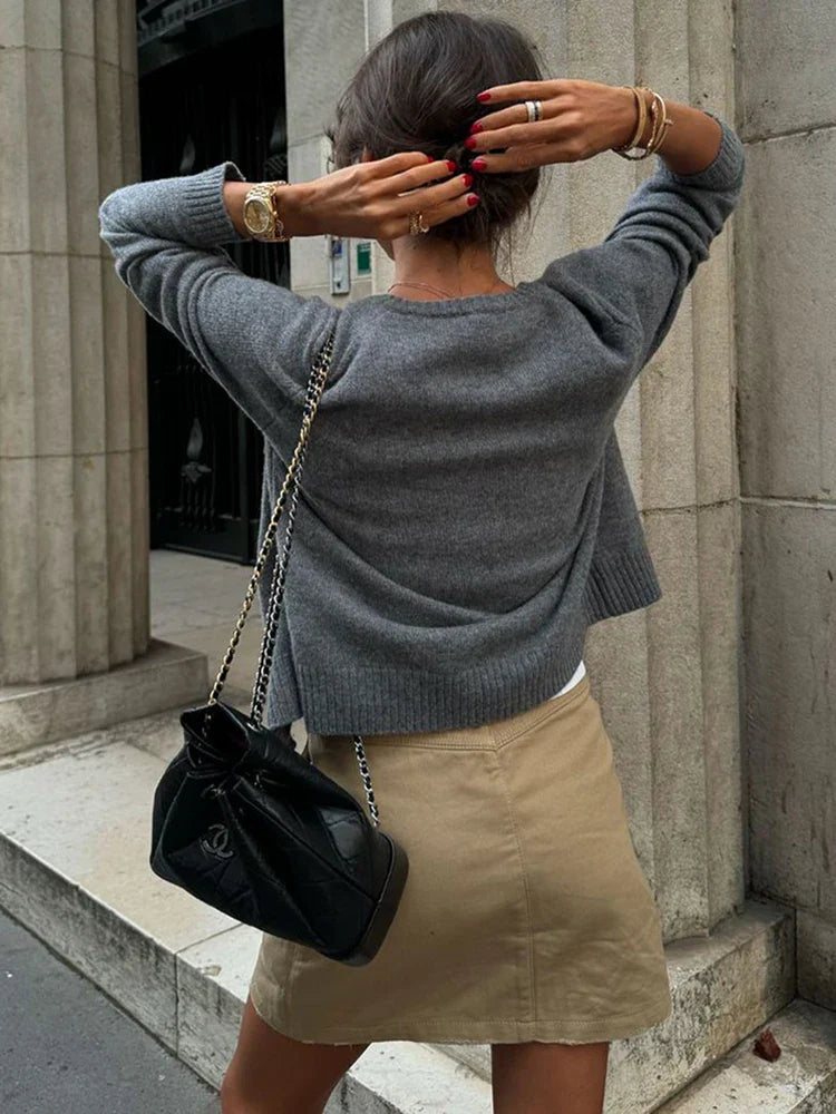 Pydshop Fashion Knitted Sweater Cardigan Casual Top For Women O Neck Solid Color SlimLong Sleeve Female 2024 Autumn Chic Cardigan