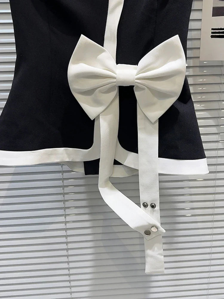 Pydshop Black Tube Top with Contrast Bow