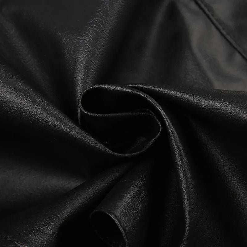 Pydshop Black Zip-Up PU Leather Jacket Top