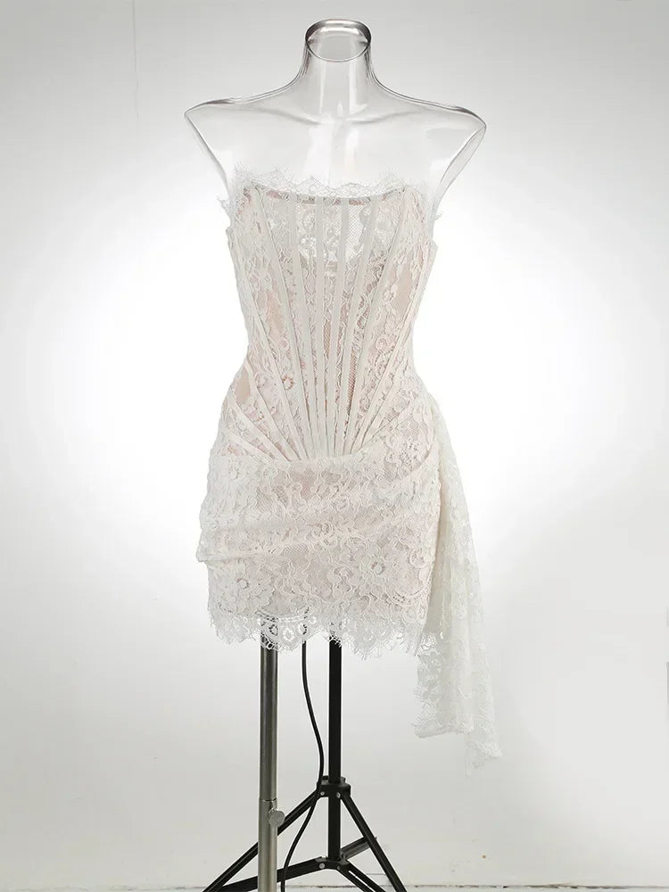 Lace Panel Corset Mini Dress