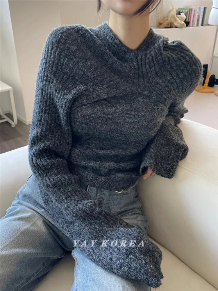 Pydshop 2024 New Hoodie Long Sleeve Knitted Tops Mujer+ Y2k E-Girl Slim Fit Vest for Women Autumn Winter All-match Two Piece Sets