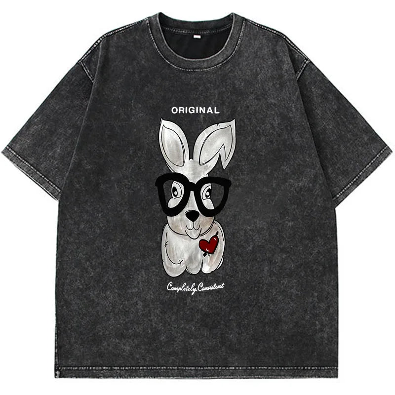 Pydshop Acid Washed Vintage T Shirt Streetwear Hip Hop Punk Harajuku Print T Shirt Women Casual Cotton Short Sleeve Tops Y2k