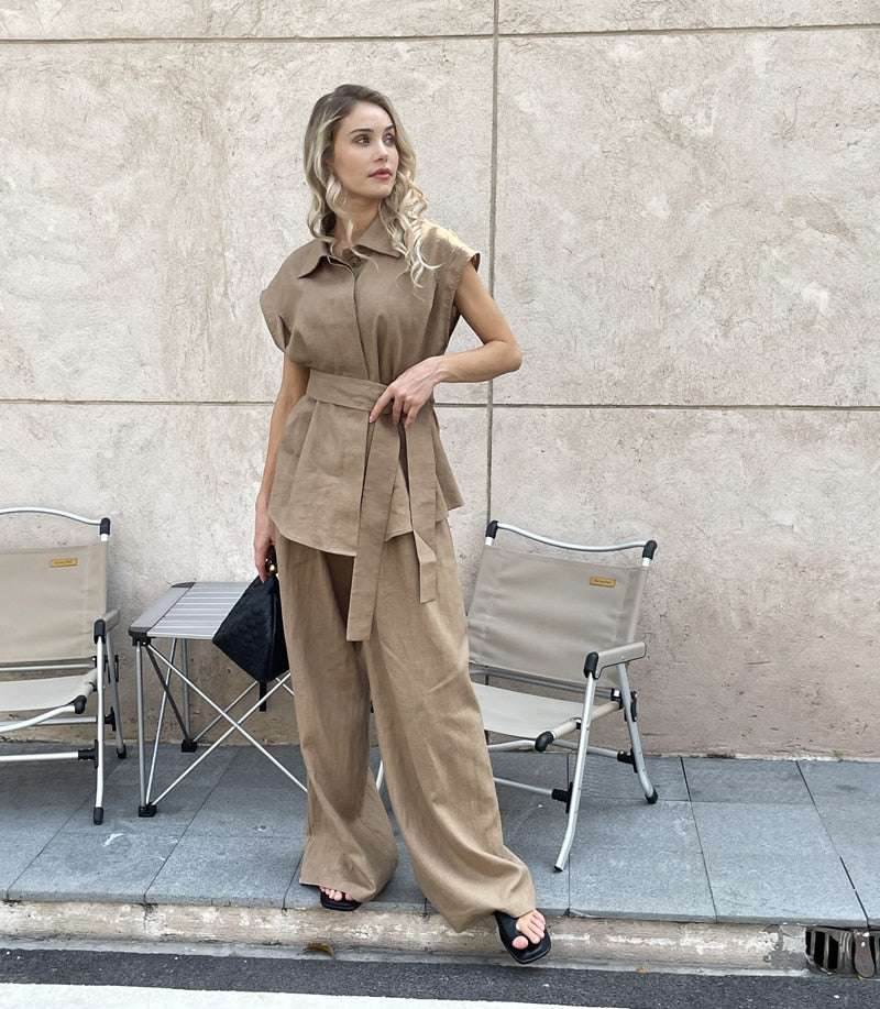 Pydshop 2023 Women Fashion Summer Top Pants 2 pcs Sets Summer Sets