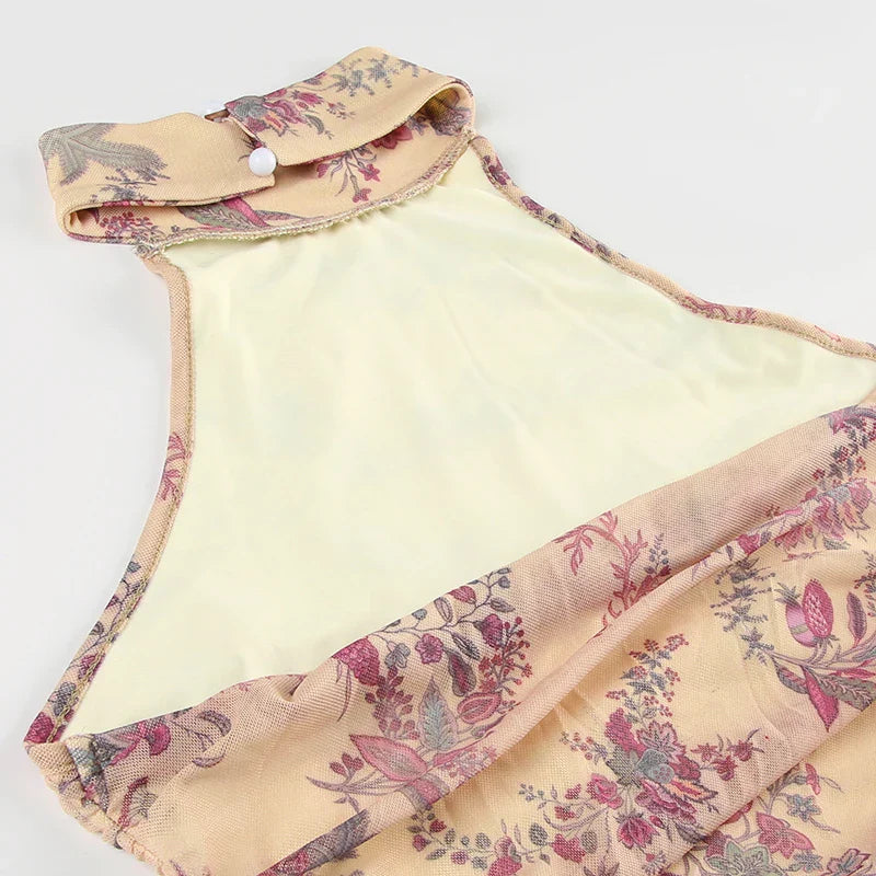 Pydshop Boho Floral Print Turtleneck  Halter Top