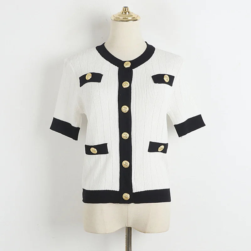Pydshop Golden Lion Button Knit Top