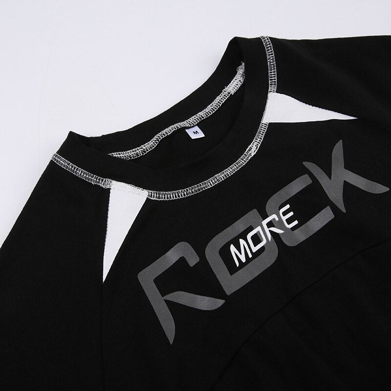 Pydshop Black Stripe Stitching Short Sleeve Top