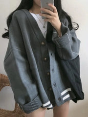 Pydshop Knitted Cardigan Sweaters Women Preppy Style School Warm Tops Knitwear 2024 Autumn Korean Fashion Kpop Patchwork