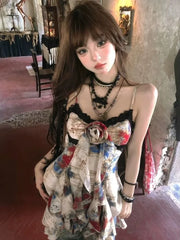 Pydshop New American Style Sexy Gyaru Halter Top Women Design Sweet Print Slim Camisole Summer High Street Coquette Asymmetrical Tees