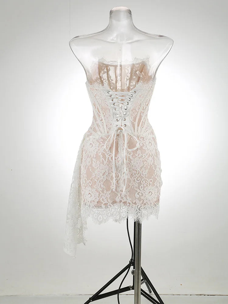 Lace Panel Corset Mini Dress – Pyd Shop
