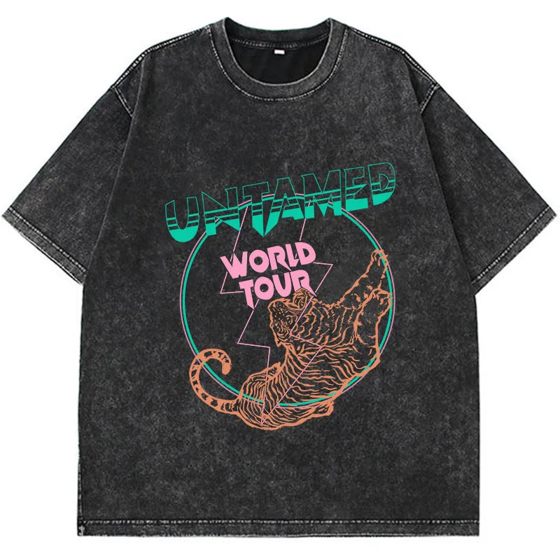 Pydshop Acid Washed Vintage T Shirt Streetwear Hip Hop Punk Harajuku Print T Shirt Women Casual Cotton Short Sleeve Tops Y2k