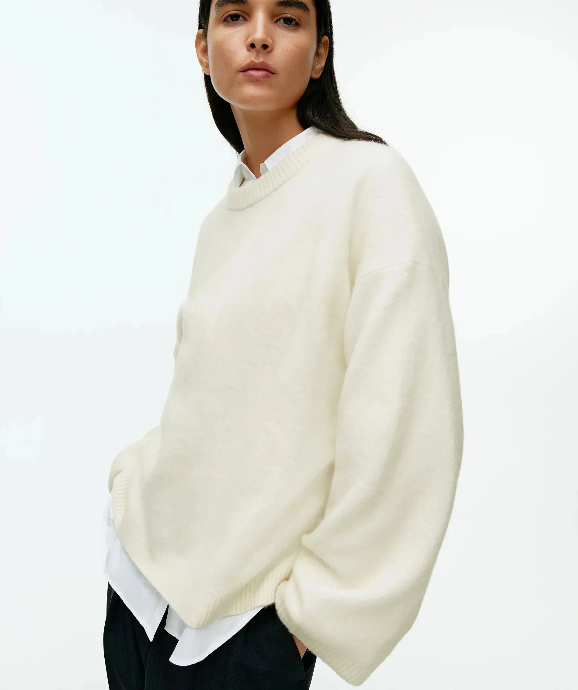 Pydshop Basic O Neck Lantern Sleeve Sweater Women 2024 Oversized Pink Blue Knitted Pullovers Female Casual Thick Warm Tops