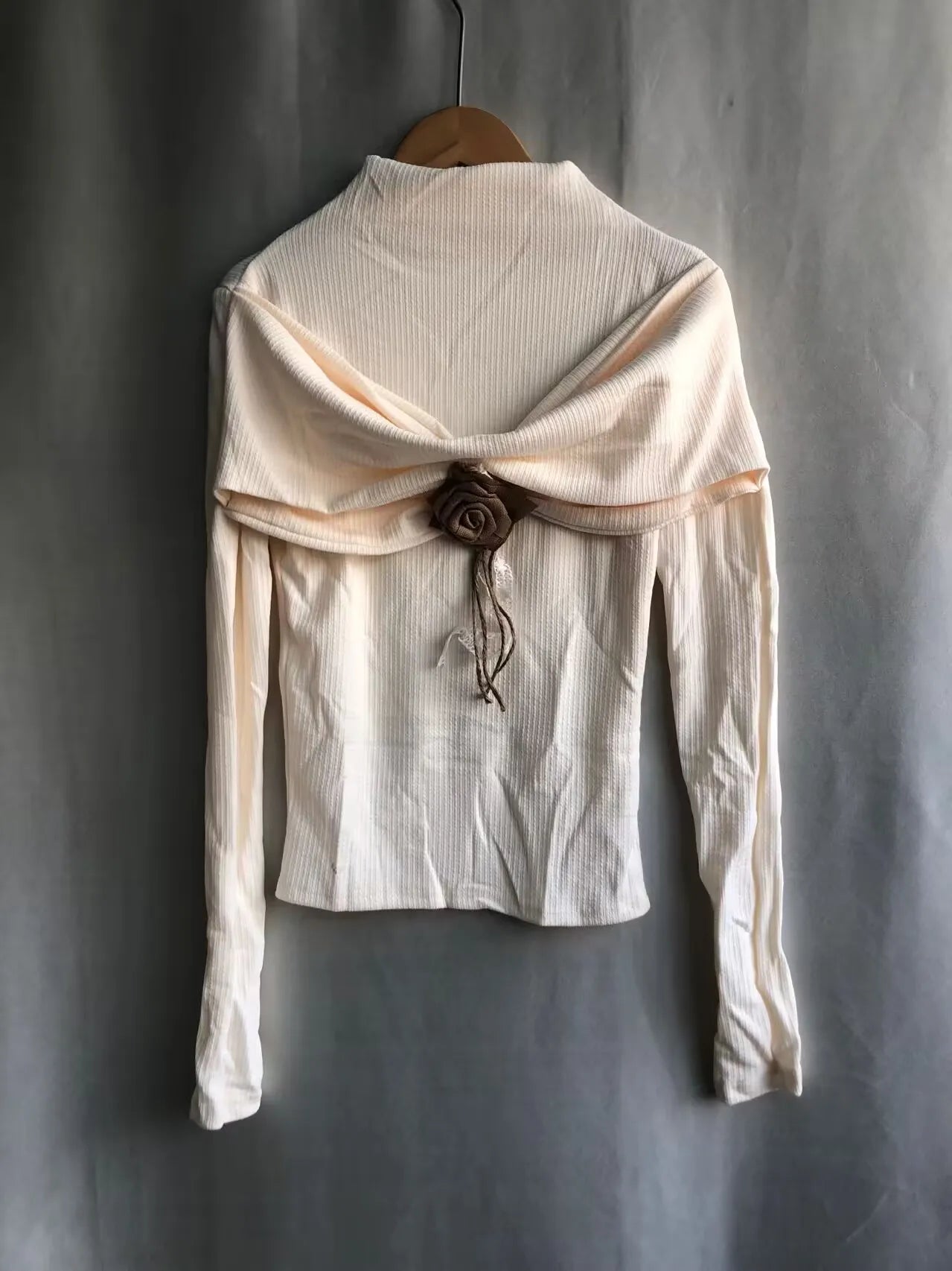 Pydshop Spring Autumn New 3D Rose Flower Sweaters Mujer Slim Fit Long Sleeve Pullovers Y2k E-Girl Turtleneck Knitted Tops Women