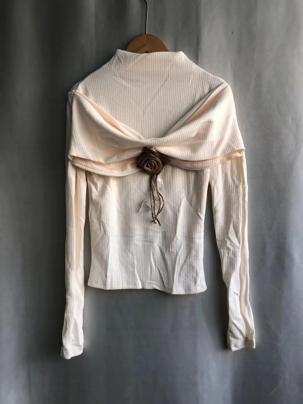 Pydshop Spring Autumn New 3D Rose Flower Sweaters Mujer Slim Fit Long Sleeve Pullovers Y2k E-Girl Turtleneck Knitted Tops Women