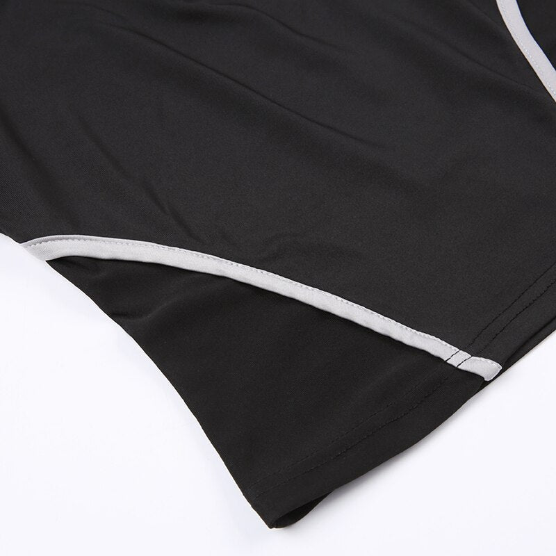 Pydshop Black Stripe Stand Collar Short Top
