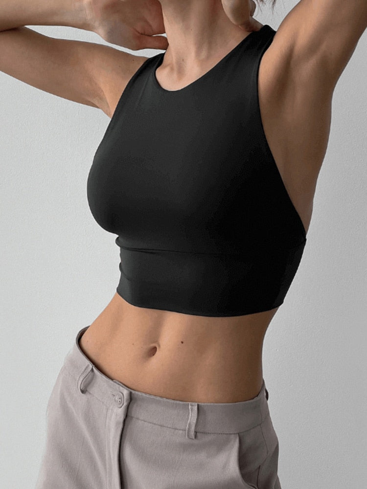 Pydshop Black Backless Fitness Sporty Sleeveless Top