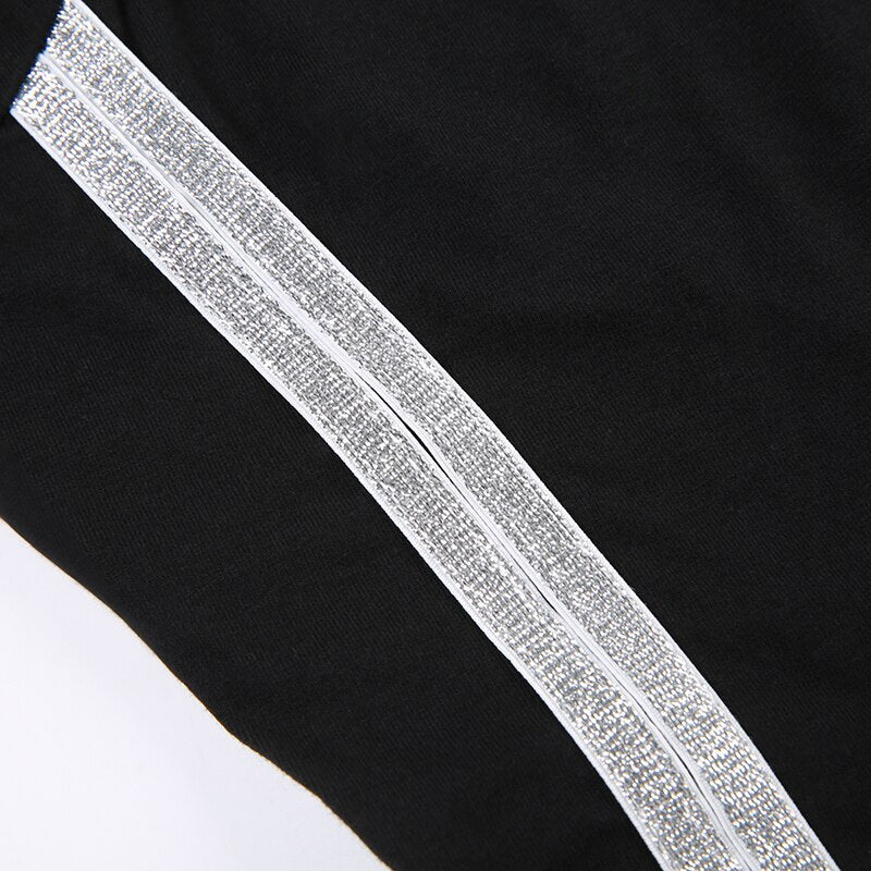 Pydshop Black Stripe Stitching Short Sleeve Top