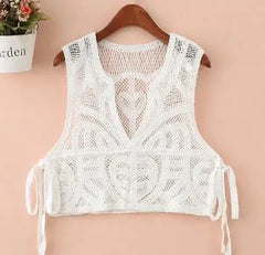 Pydshop Crochet Lace-Up Crop Top