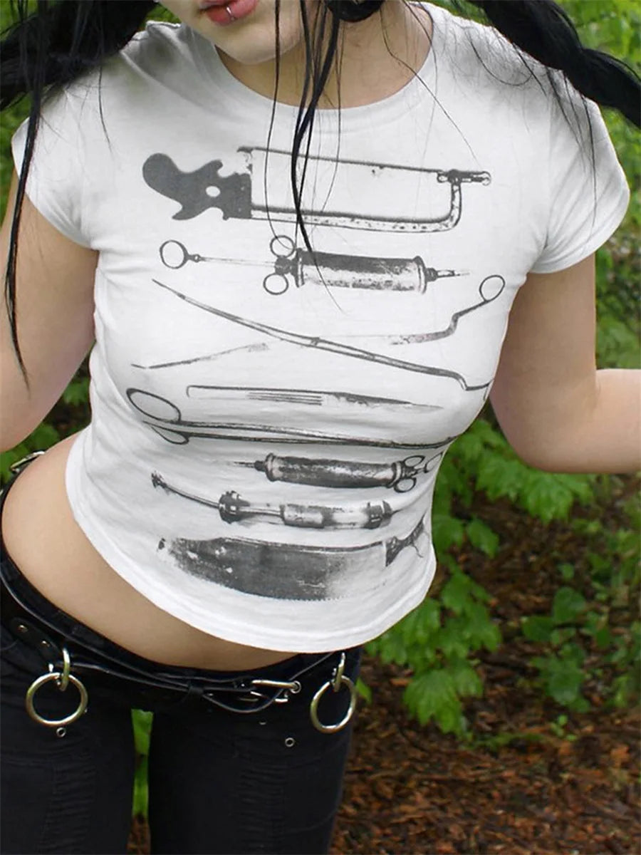 Pydshop Graphic Baby Tees for Women Personalized Y2k Cute Cropped Top Teen Girl Fitted T-Shirt Vintage Retro Grunge Clothes Streetwear