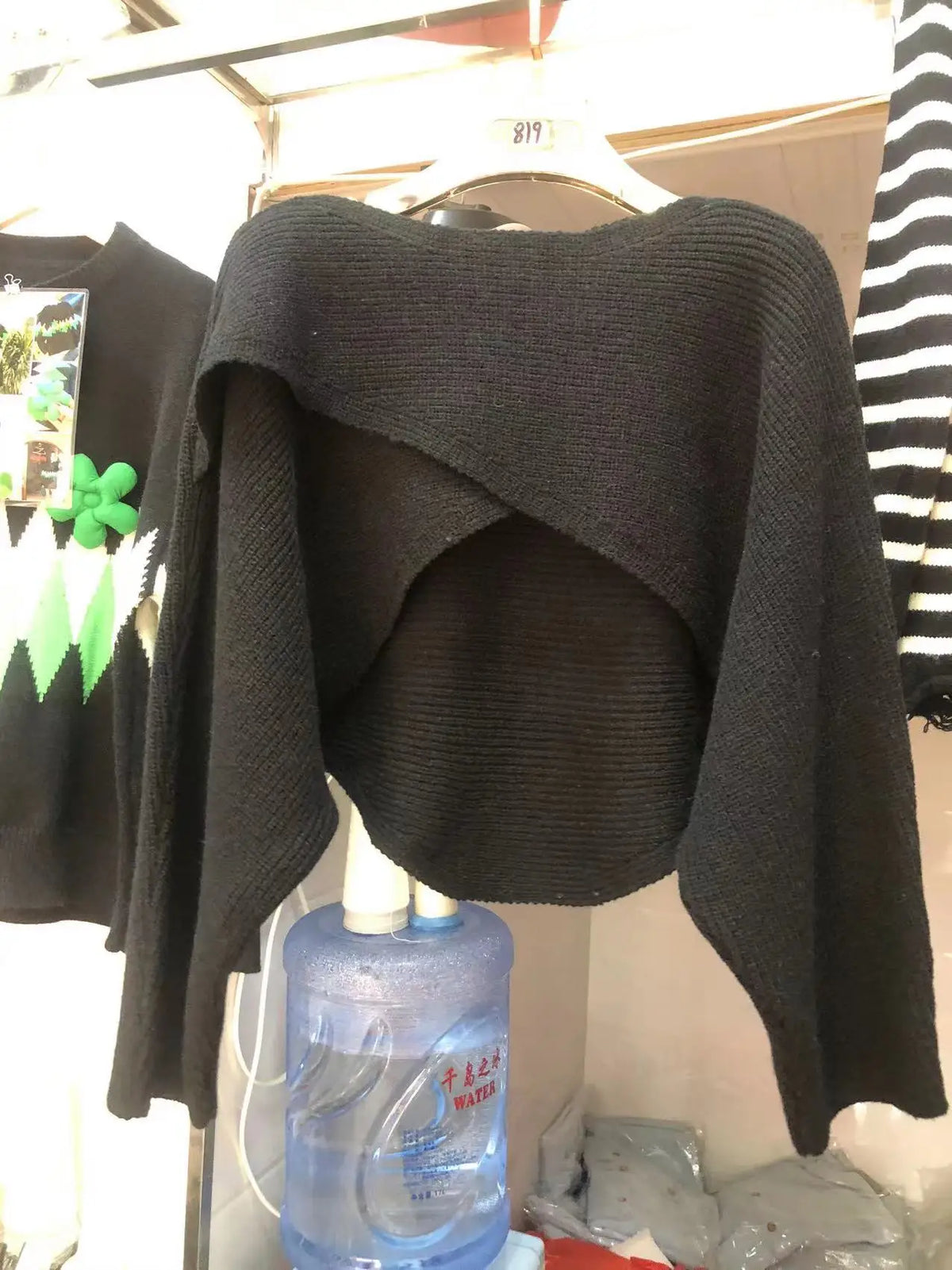 Pydshop 2024 Short Women's Pullovers Sweaters Autumn Winter Streetwear Knitted Sweater Long Sleeve Cross Irregular Solid Y2K Tops Sexy