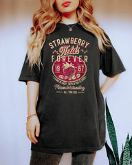 Pydshop Beatle Strawberry Fields Rock Band Tee Old School Short Sleeve Band Shirt Loose Casual Apparel Y2K Top Daily Trendy Streetwear