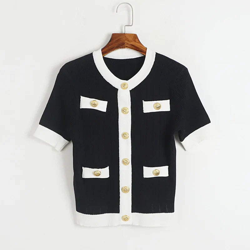 Pydshop Golden Lion Button Knit Top