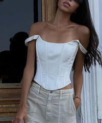 Pydshop White Corset Top Satin Square Neck