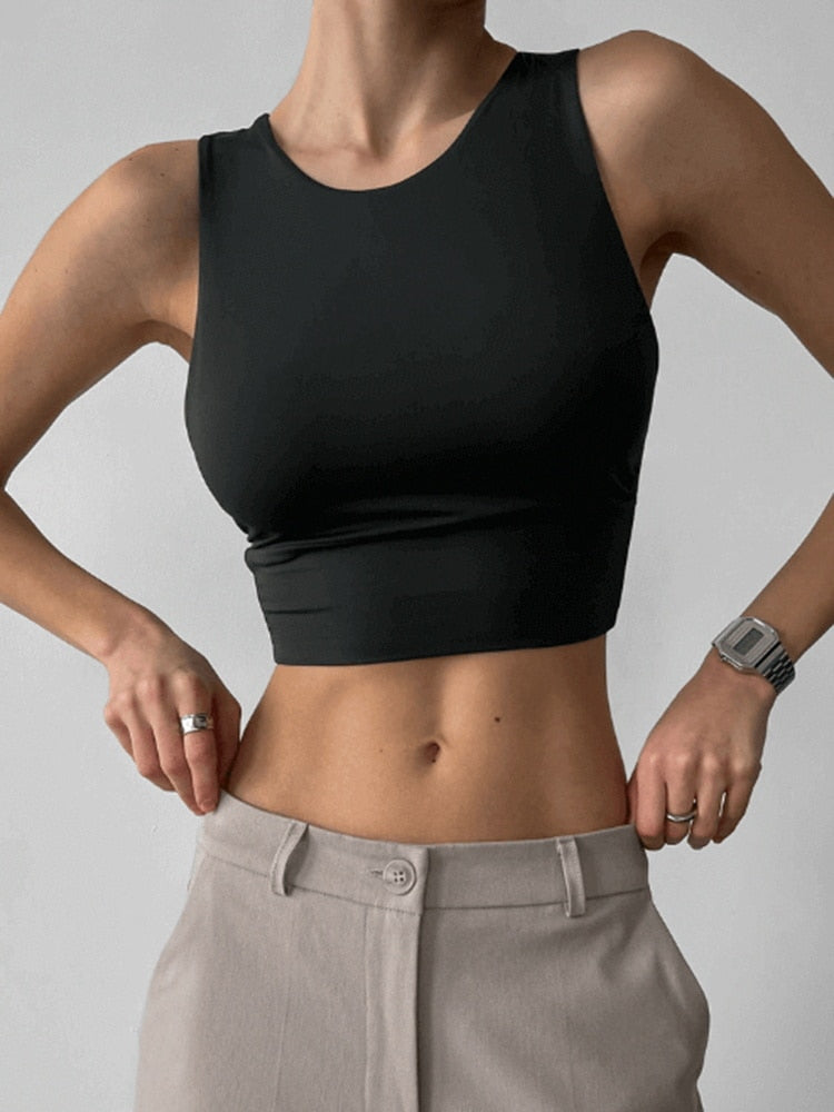 Pydshop Black Backless Fitness Sporty Sleeveless Top
