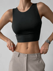 Pydshop Black Backless Fitness Sporty Sleeveless Top