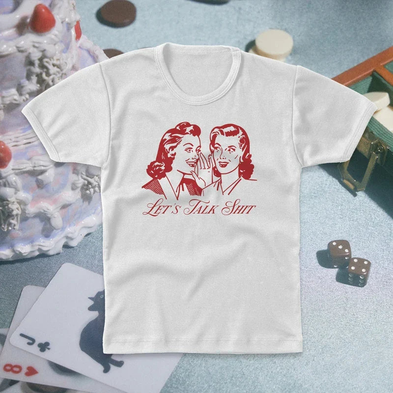 Pydshop Kawaii Sweet Cute Print Crop Tops Korean Aesthetic 00s Retro Baby Tees Chic Short Sleeve Slim T-shirt Women Y2K Vintage Clothes