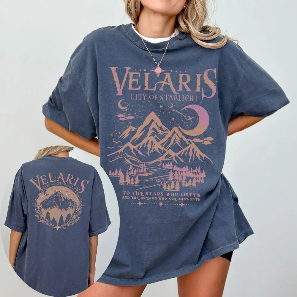 Pydshop ACOTAR Velaris Shirt Sarah J Maas Book Boyfriend Book Lover Gift100% Cotton Loose Retro Shirt Unisex Tee Fantasy Apparel Y2K Top