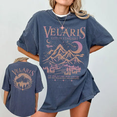 Pydshop ACOTAR Velaris Shirt Sarah J Maas Book Boyfriend Book Lover Gift100% Cotton Loose Retro Shirt Unisex Tee Fantasy Apparel Y2K Top