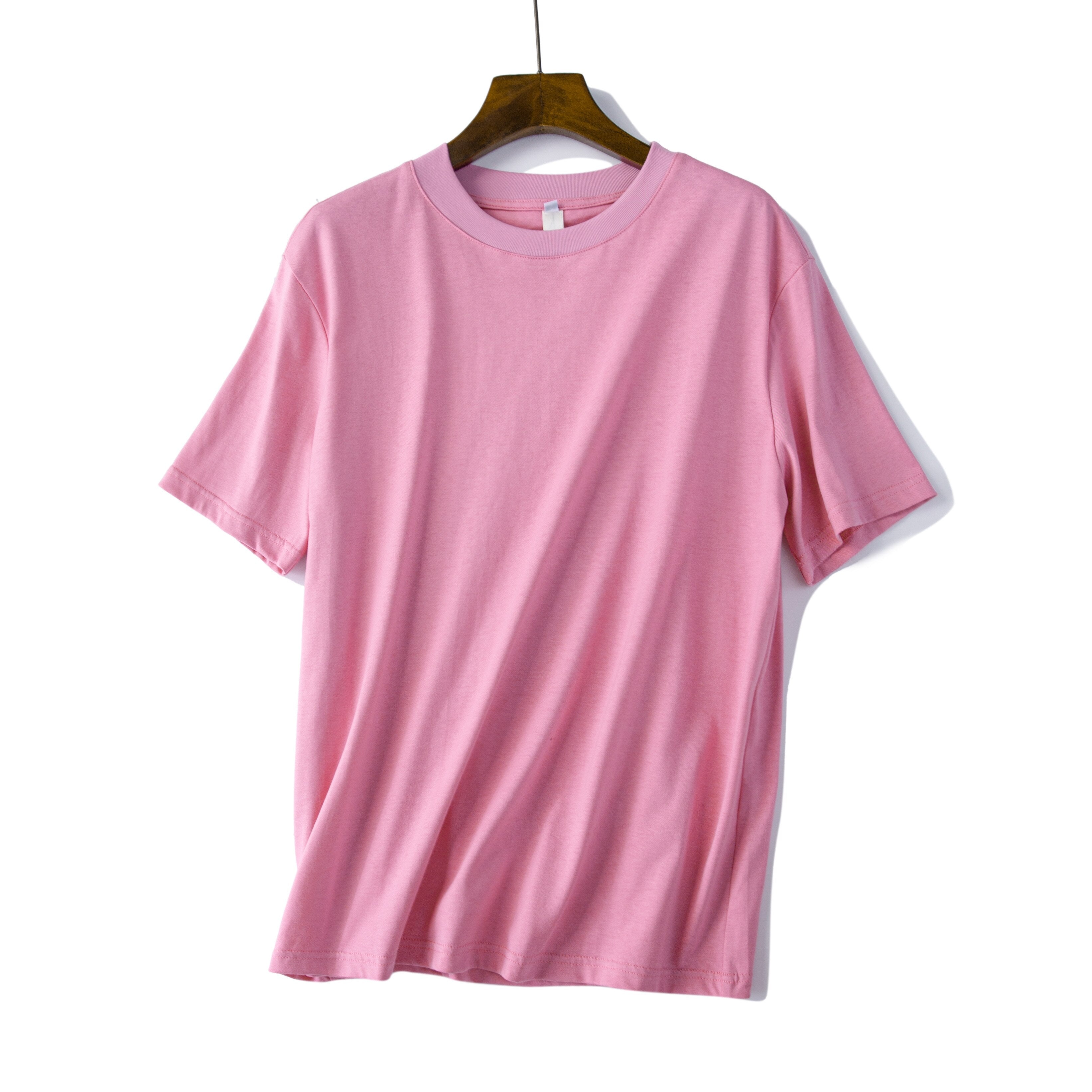 Pydshop 2023 Summer Women Casual Basic Cotton T shirt Short sleeve Casual top New tees Thick High quality Shirt Pink Grey Green Blue